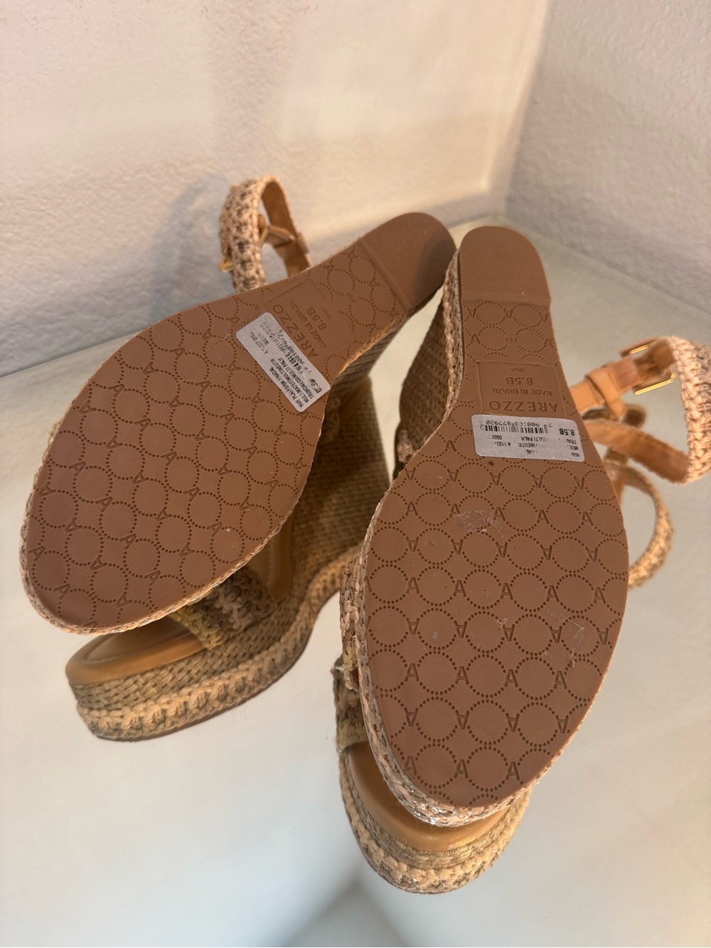 Natural Raffia Wedge Sandal with Embellished Toe Strap - Picture 6 of 10